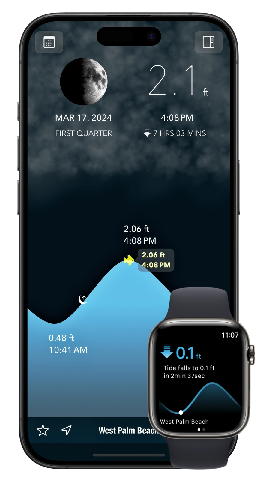 Tide Alert UK - iPhone and Apple Watch showing tide charts